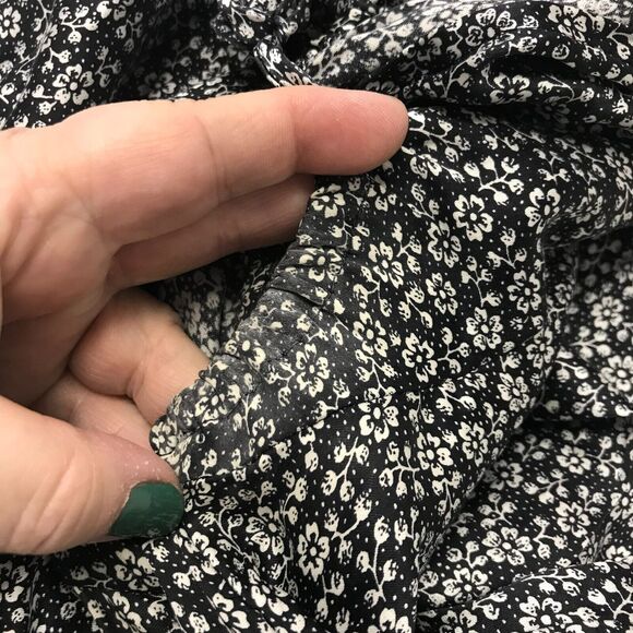 Express Design Studio Womens Medium Black White Ditzy Floral Silk V Neck Tie - Picture 13 of 13